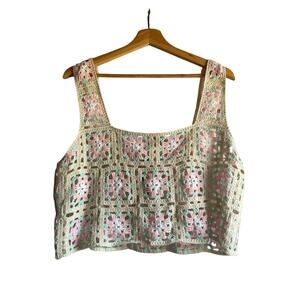 Crocheted Grannie Cropped Tank Top Women’s LARGE
